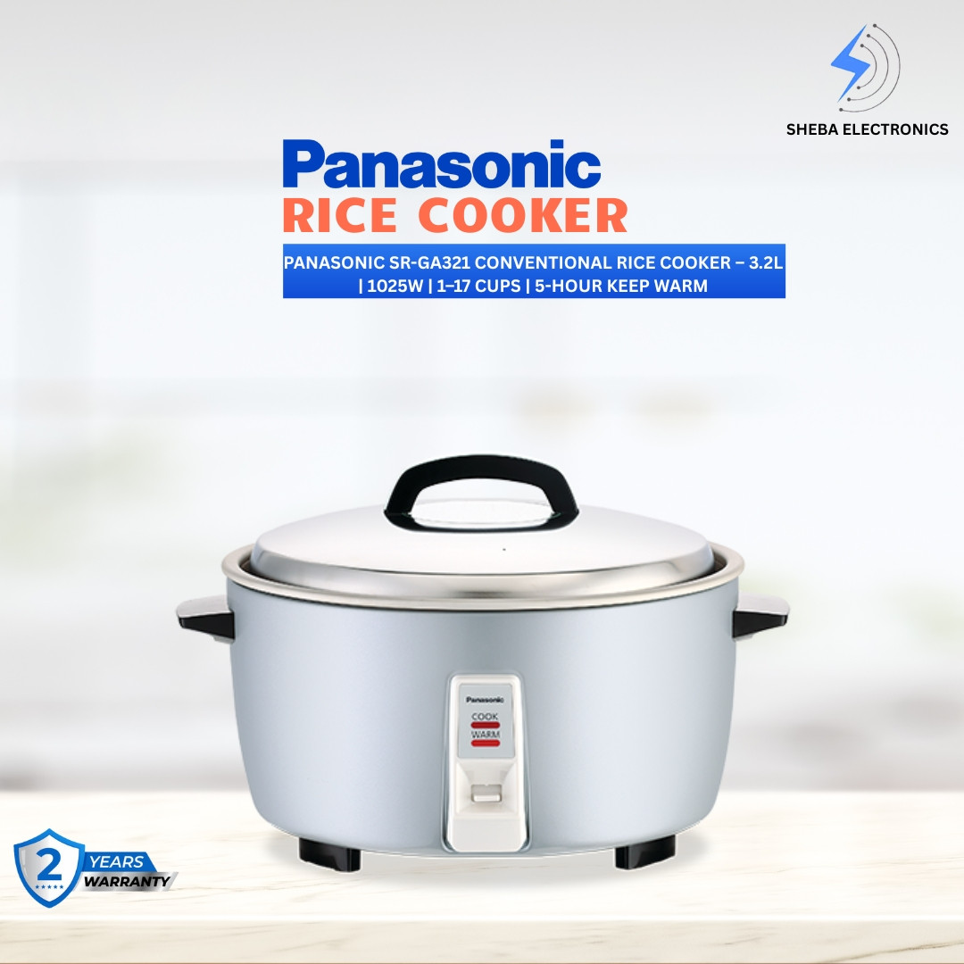 Panasonic SR-GA321 Conventional Rice Cooker – 3.2L | 1025W | 1–17 Cups | 5-Hour Keep Warm