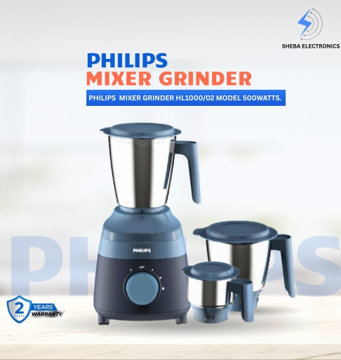 Philips Mixer Grinder HL1000/02 – 500W | 3 Jars | Durable & Compact Design