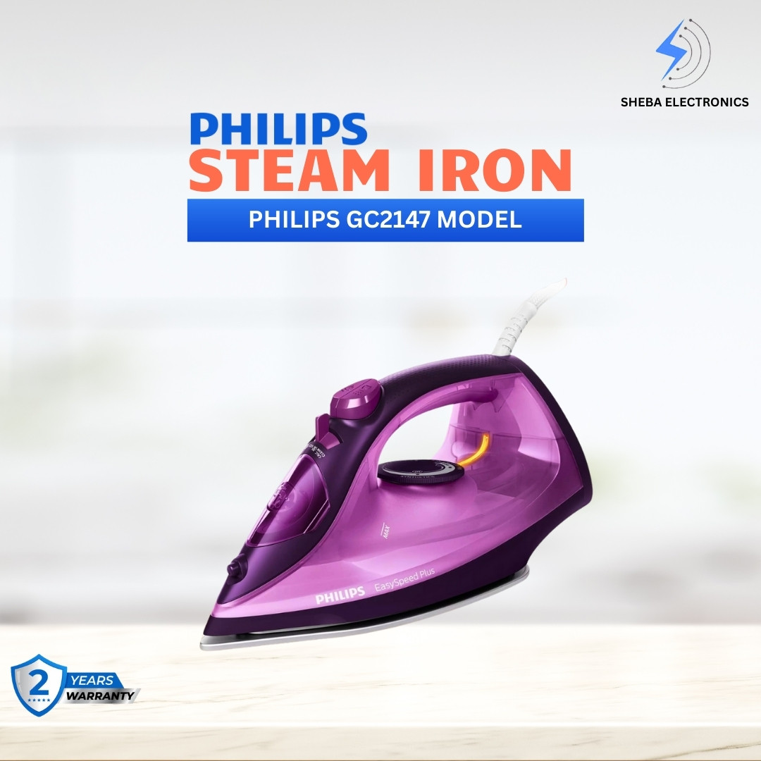 Philips GC2147/30 Easy-Speed Plus Steam Iron 2400 Watts Ceramic Soleplate Purple