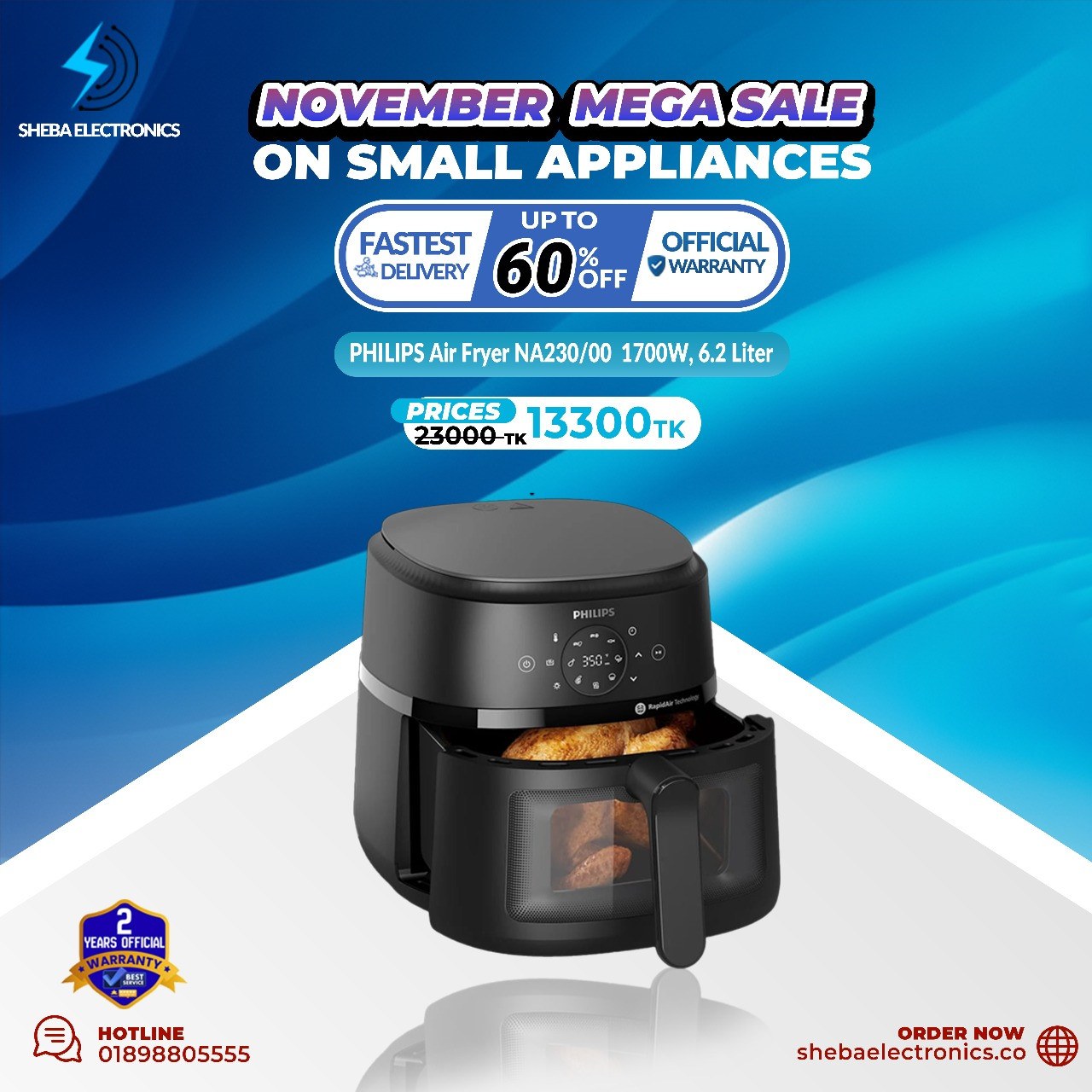 Philips NA230/00 Airfryer 2000 Series with 1700w  Cooking Window