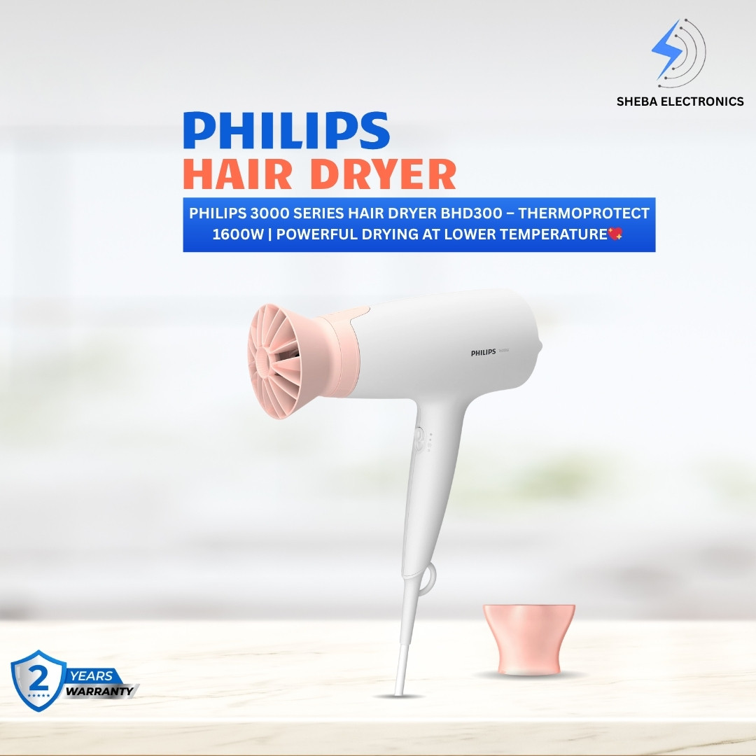 Philips 3000 Series Hair Dryer BHD300 – ThermoProtect 1600W