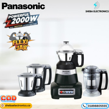 Panasonic MX-AE475 Mixer Grinder, Monster 2000W Super Mixer Grinder with 3 Stainless Steel Jars & 1 Juicer Extractor, Mixer Grinder & Blender Machine for Kitchen